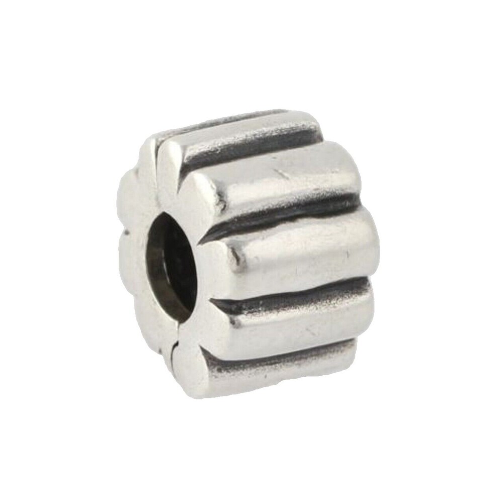 Authentic Pandora Ribbed Clip Silver Bead Charm